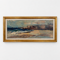 Vintage Swedish Coastal Panoramic Oil Painting