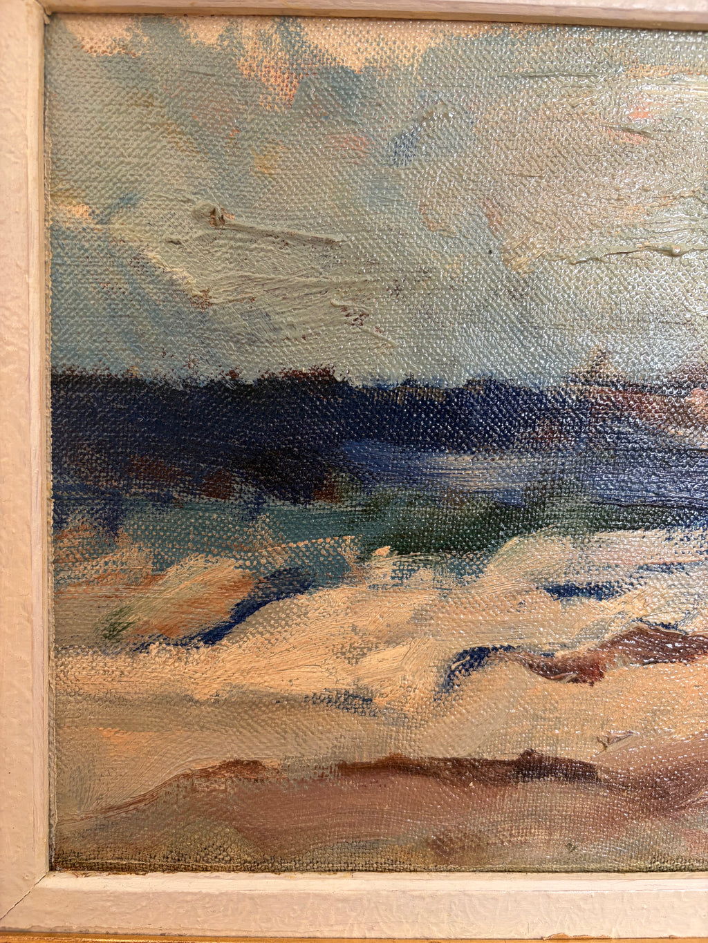 Vintage Swedish Coastal Panoramic Oil Painting