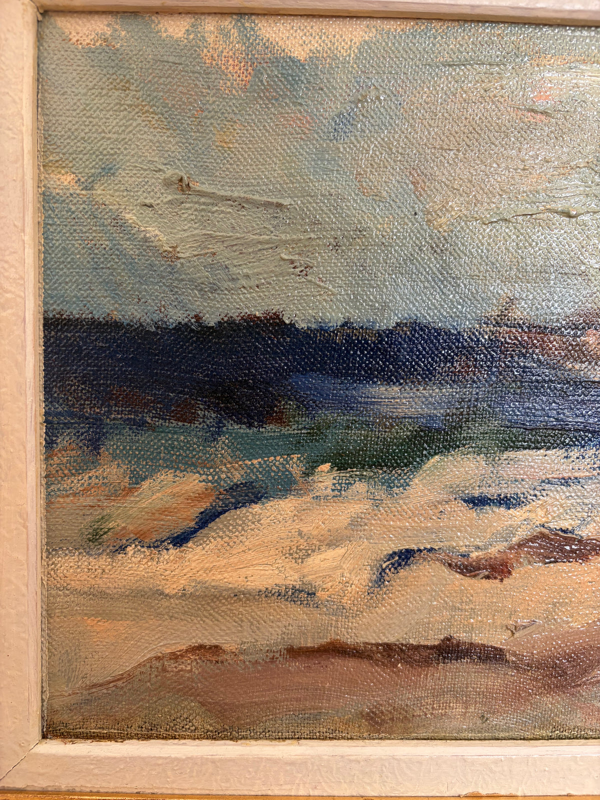 Vintage Swedish Coastal Panoramic Oil Painting