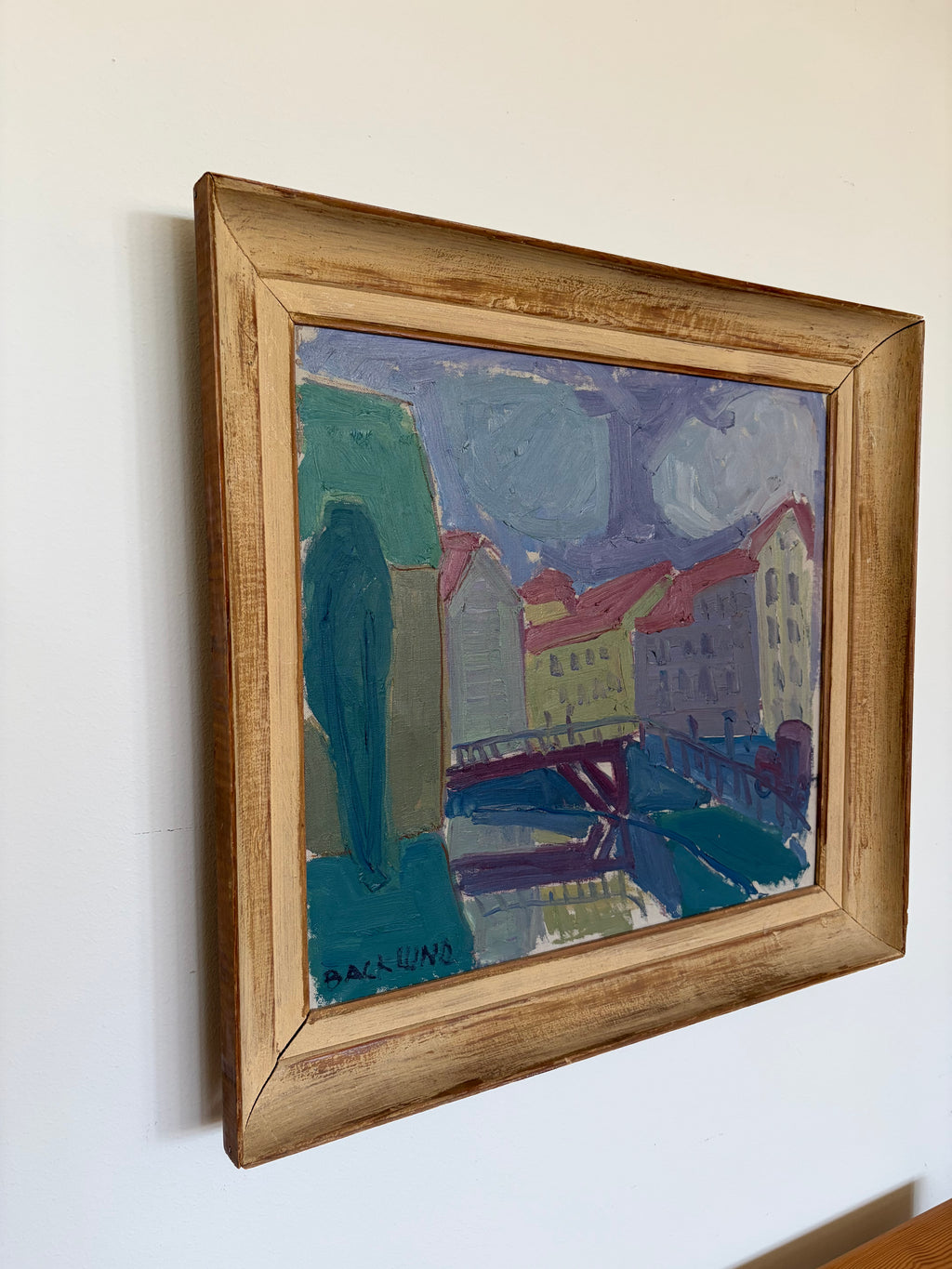 Swedish Cityscape, Signed Original Framed Oil Painting