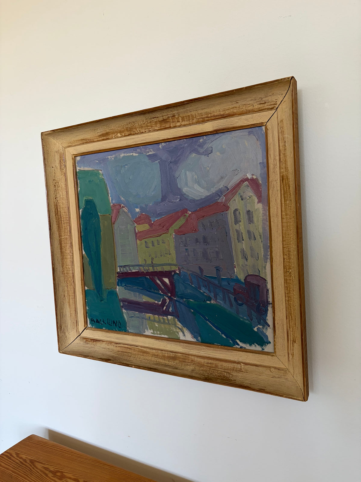 Swedish Cityscape, Signed Original Framed Oil Painting