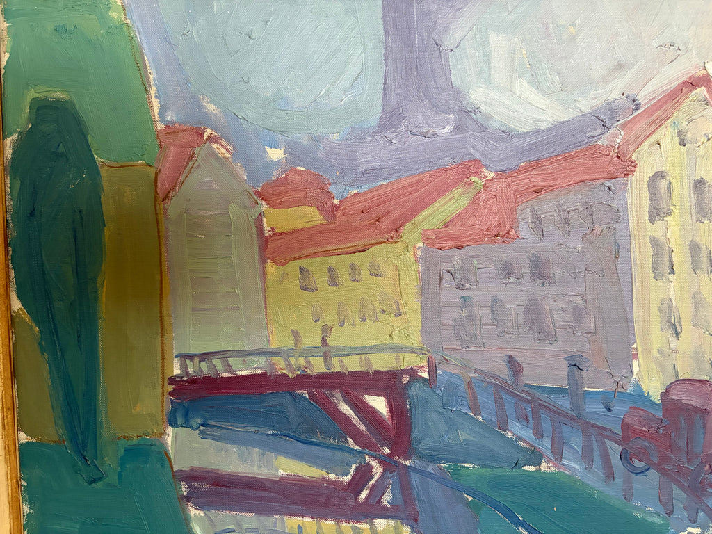 Swedish Cityscape, Signed Original Framed Oil Painting