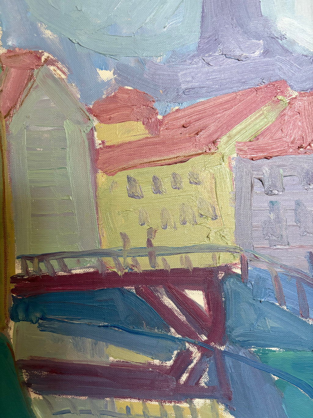 Swedish Cityscape, Signed Original Framed Oil Painting