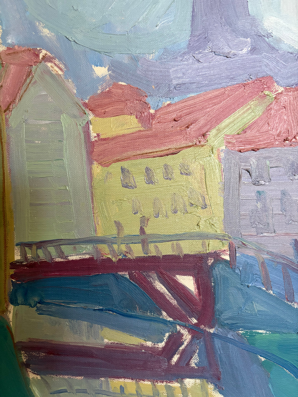 Swedish Cityscape, Signed Original Framed Oil Painting