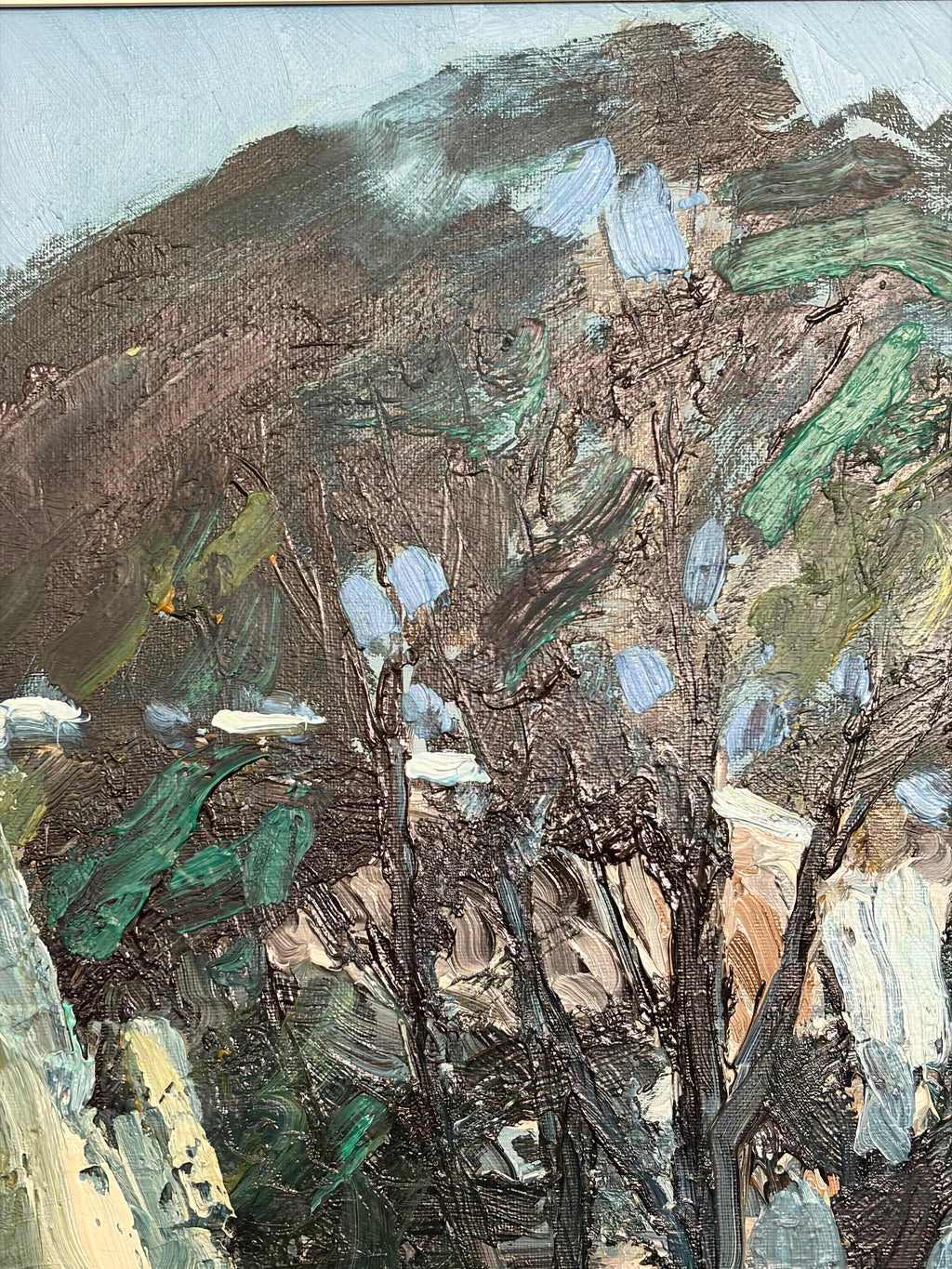 Mid Century Blue Landscape | Original Framed Scandinavian Art