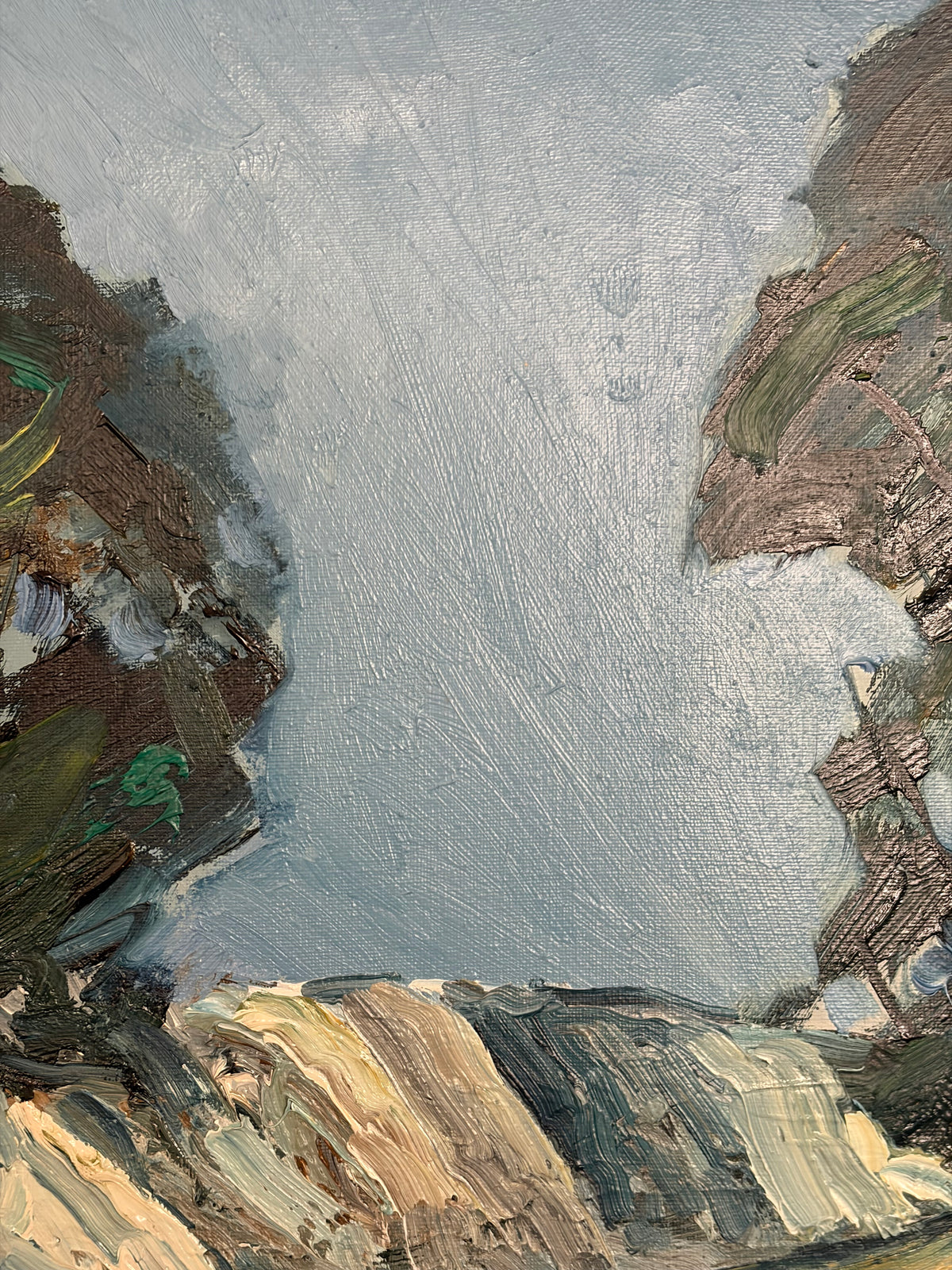 Mid Century Blue Landscape | Original Framed Scandinavian Art