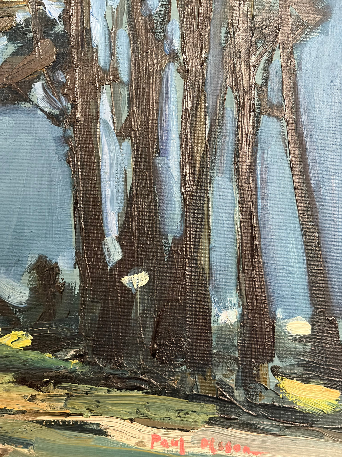 Mid Century Blue Landscape | Original Framed Scandinavian Art