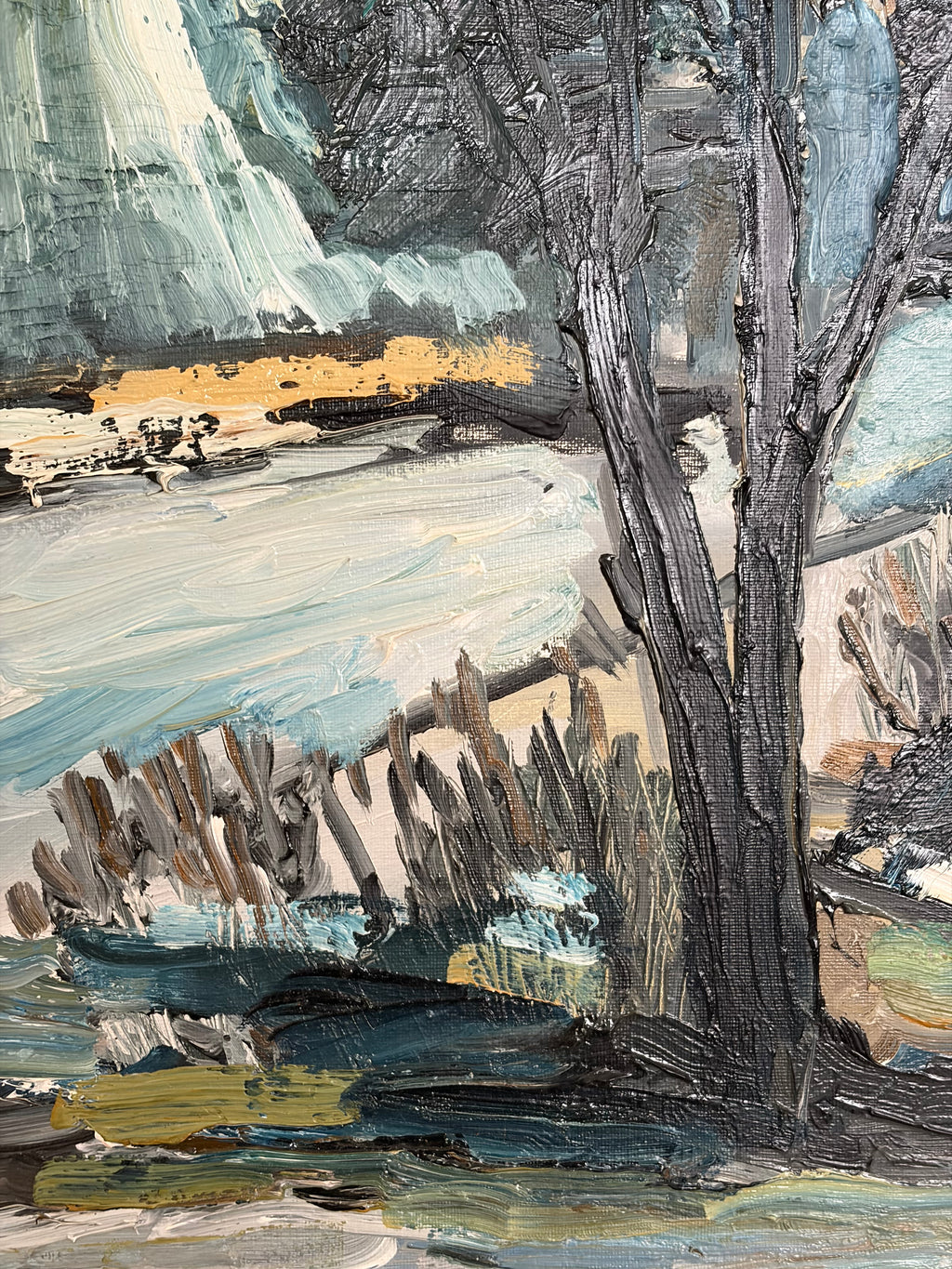 Mid Century Blue Landscape | Original Framed Scandinavian Art