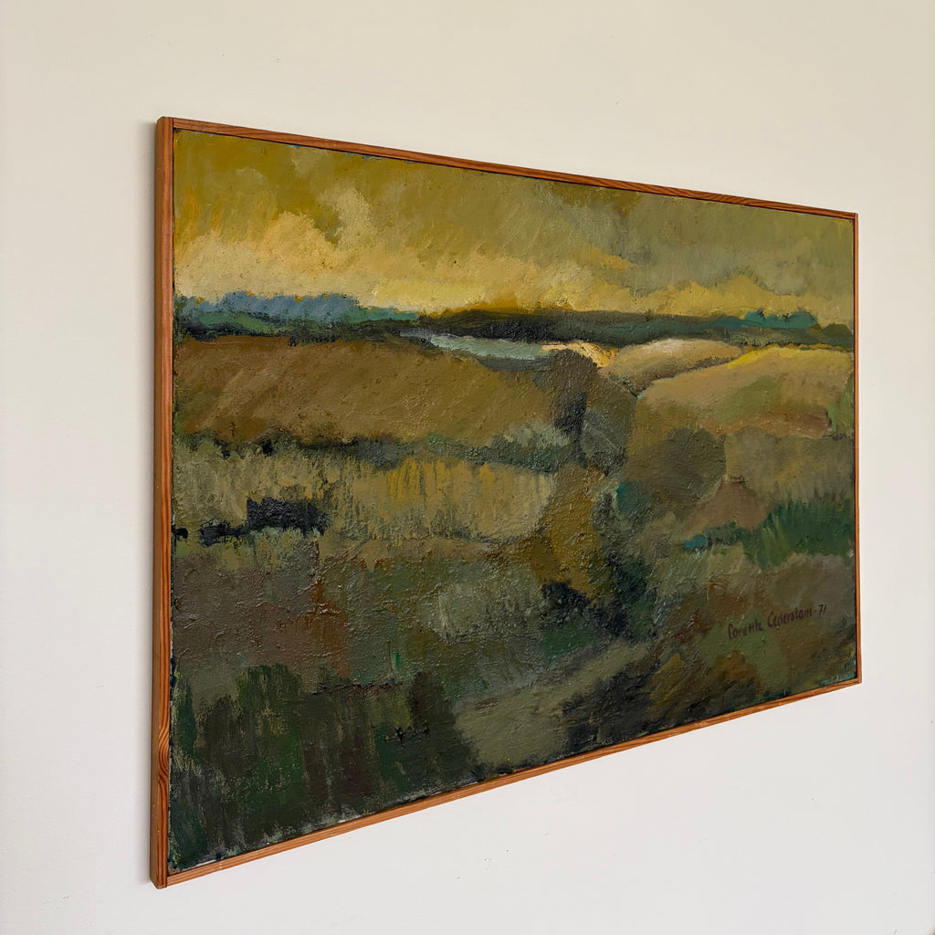 Swedish Modernist Landscape, Original Scandinavian Art, 97 × 66 cm