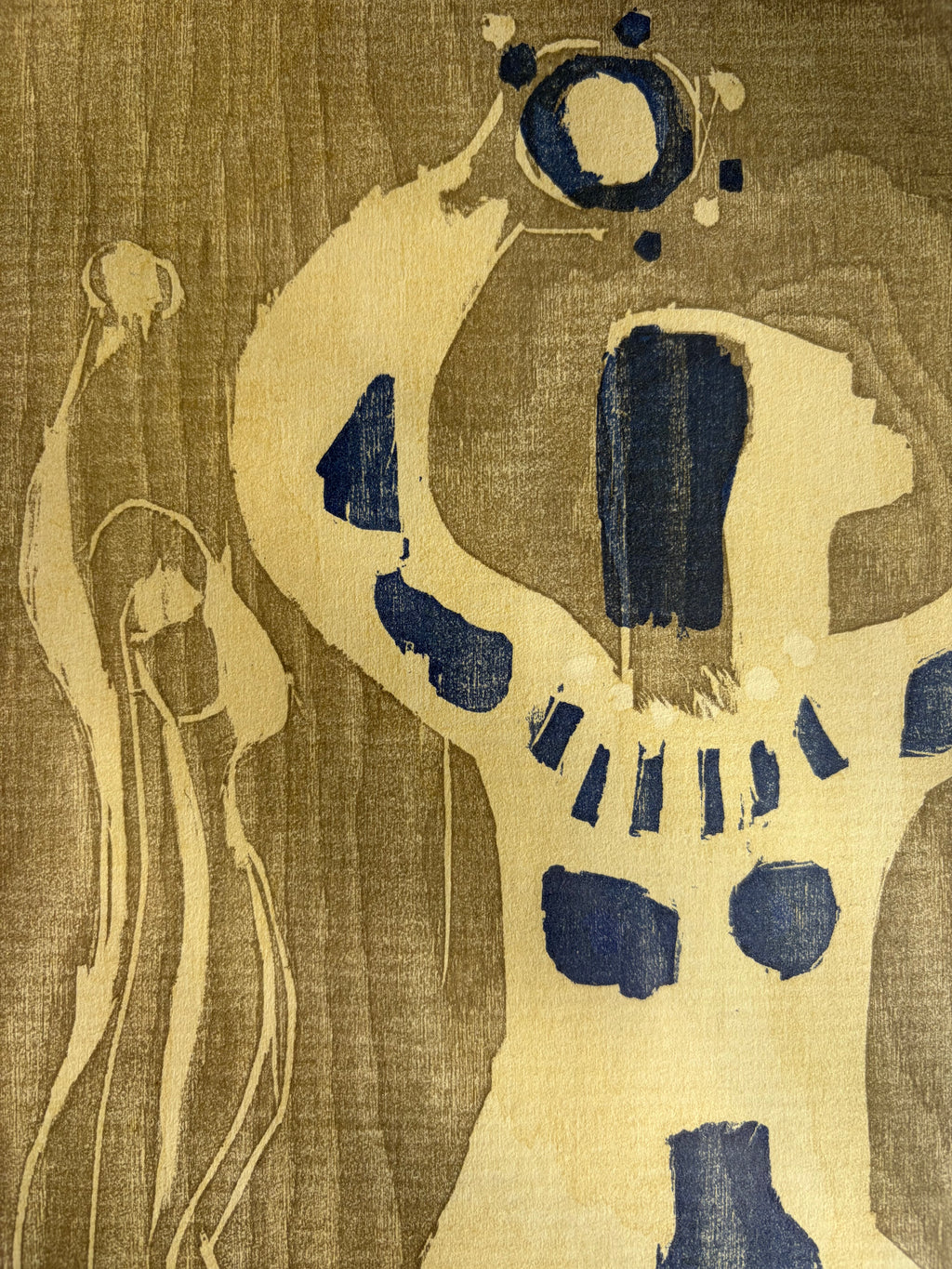 Lennart Rosensohn Women Dancing Woodcut, Signed 1962, Framed Scandinavian Art
