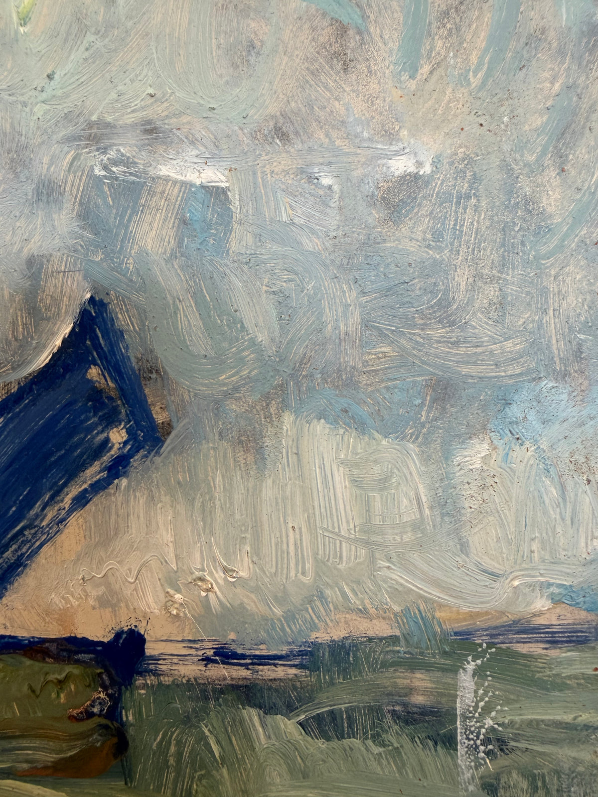 Vintage Sailboat Oil Painting, 1977 – Small Framed Coastal Seascape – Blue and Green – Signed BW