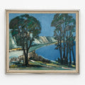 Mid Century Blue Landscape | Original Framed Scandinavian Art
