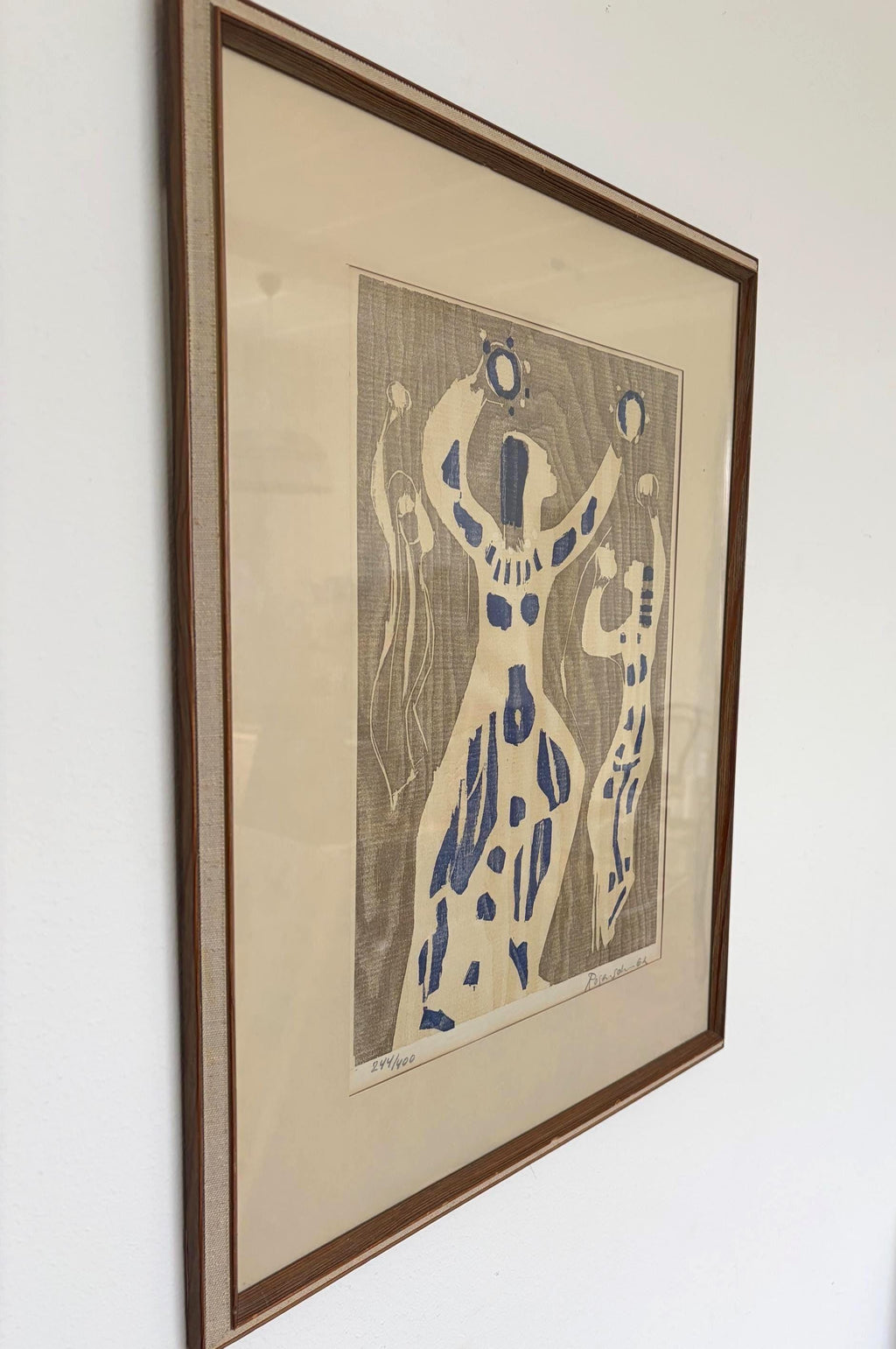 Lennart Rosensohn Women Dancing Woodcut, Signed 1962, Framed Scandinavian Art