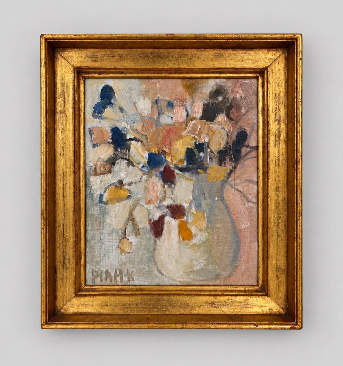 Swedish Floral Oil Painting Vintage Framed Still Life