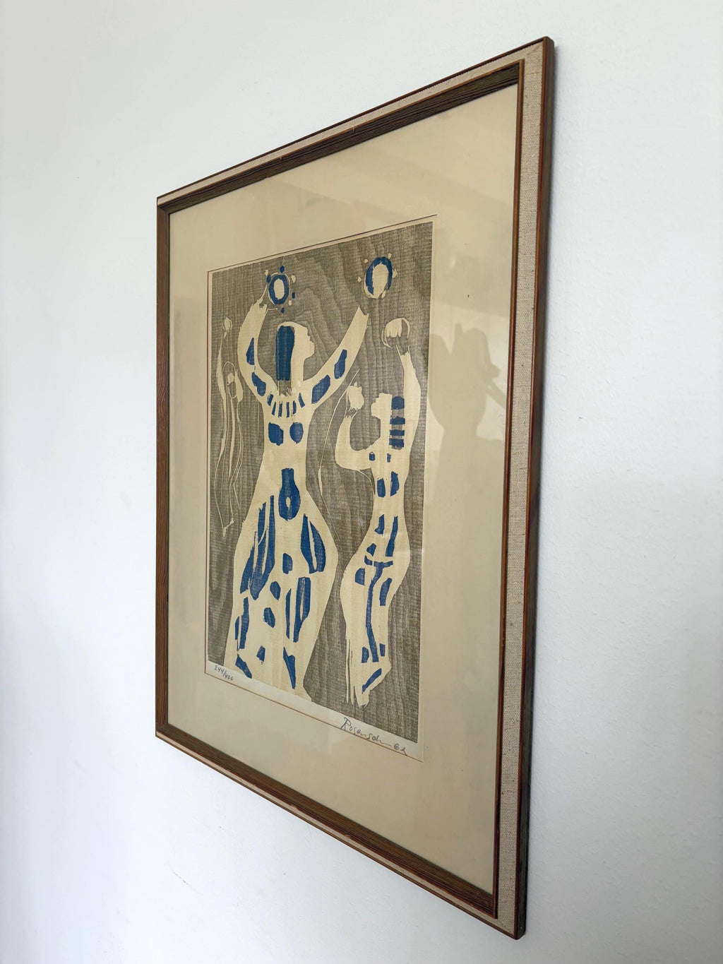 Lennart Rosensohn Women Dancing Woodcut, Signed 1962, Framed Scandinavian Art